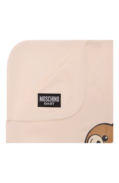 Детского хлопковое одеяло MOSCHINO светло-бежевого цвета, арт. MUB00J/LCA19 | Фото 1 (Материал сплава: Проставлено; Нос: Не проставлено; Материал: Текстиль, Хлопок; Тематический товар: Teddy Bear)