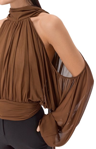 Блузка из вискозы GIUSEPPE DI MORABITO коричневого цвета по цене 77200 руб., арт. 06PST0388 16301, фото 5 Блузка из вискозы GIUSEPPE DI MORABITO, арт. 06PST0388 16301, фото 5