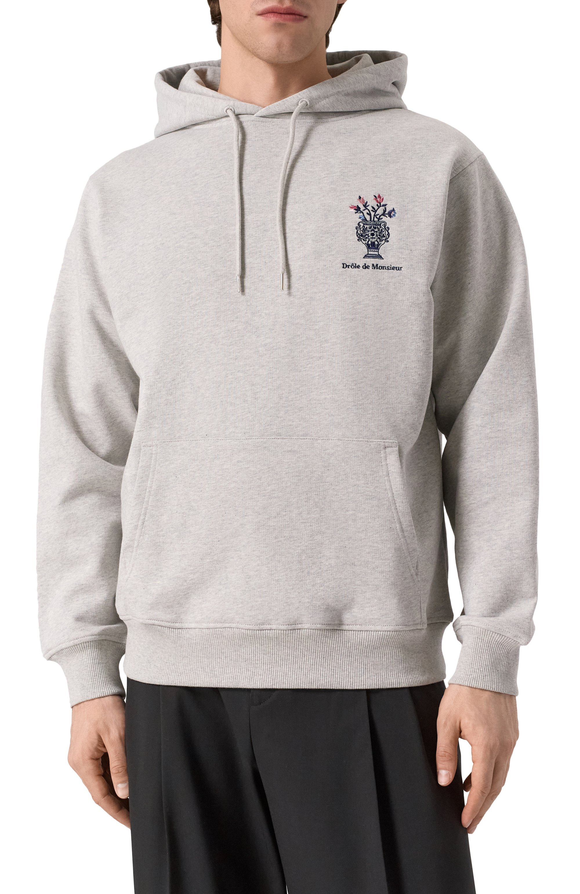 Хлопковое худи DROLE DE MONSIEUR серого цвета по цене 32800 руб., арт. E-H0171-C0127-GY, фото 3 Хлопковое худи DROLE DE MONSIEUR, арт. E-H0171-C0127-GY, фото 3