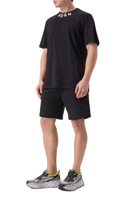 Мужская хлопковая футболка MSGM черного цвета, арт. 3840MM102/257002 | Фото 2 (Материал сплава: Проставлено; Материал внешний: Хлопок; Длина (для топов): Стандартные; Драгоценные камни: Проставлено; Рукава: Короткие)