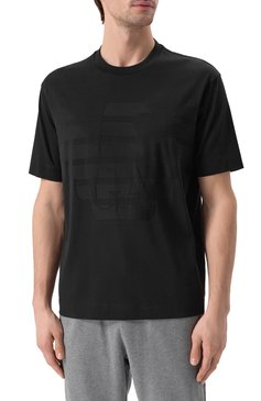 Мужская хлопковая футболка EMPORIO ARMANI черного цвета, арт. EM000943/AF10762 | Фото 3 (Материал внешний: Хлопок; Материал сплава: Проставлено; Драгоценные камни: Проставлено; Рукава: Короткие; Длина (для топов): Стандартные; Стили: Кэжуэл; Принт: Без принта; Кросс-КТ: Джерси; Мужское Кросс-КТ: Футболка-одежда)