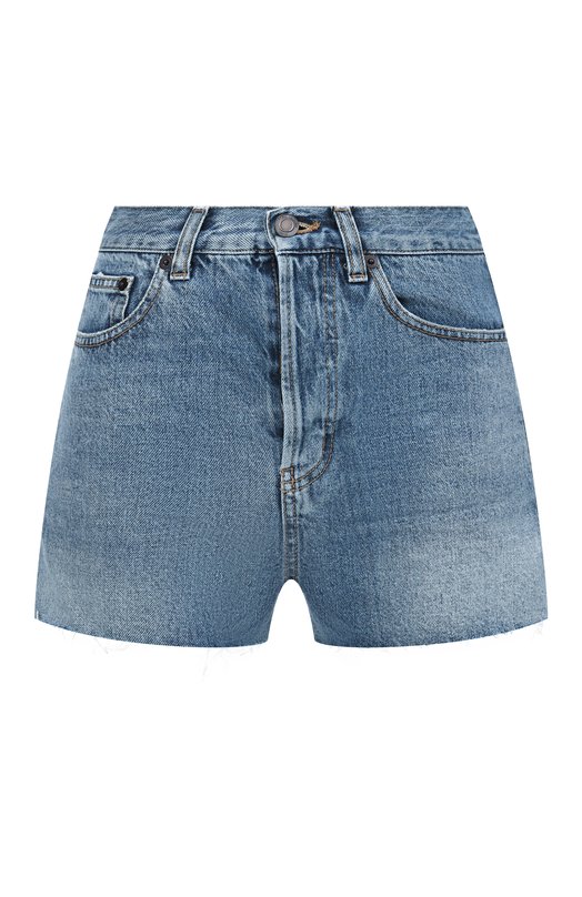 Джинсовые шорты с потертостями Saint Laurent 550228/Y969T Синий 550228/Y969T