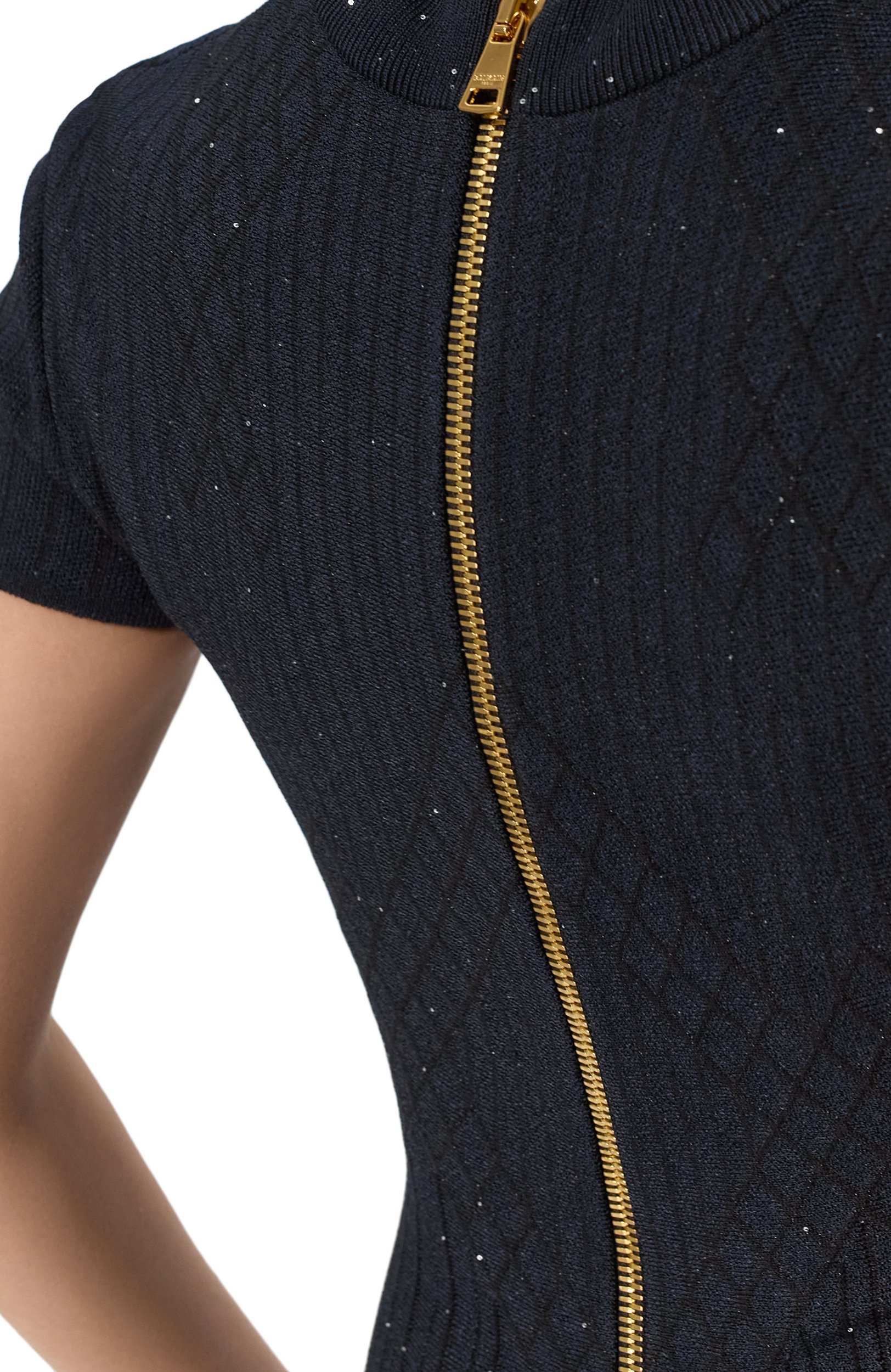 Платье из вискозы BALMAIN синего цвета по цене 290500 руб., арт. HF1R7510/KK04, фото 4 Платье из вискозы BALMAIN, арт. HF1R7510/KK04, фото 4