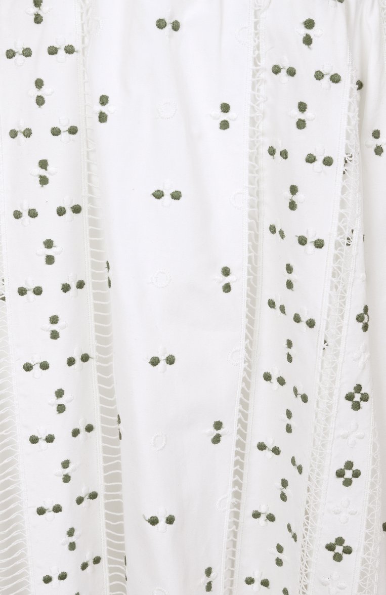 Женское хлопковое платье GIAMBATTISTA VALLI белого цвета, арт. 25SSPVTE5130-40EMB | Фото 6 (Автоматизация состава: Проставлено; Рукава: Короткие; Автоматизация ТО: Проставлено; Материал внешний: Хлопок; Длина Ж (юбки, платья, шорты): Миди; Женское Кросс-КТ: Платье-одежда; Случай: Повседневный; Стили: Романтичный)
