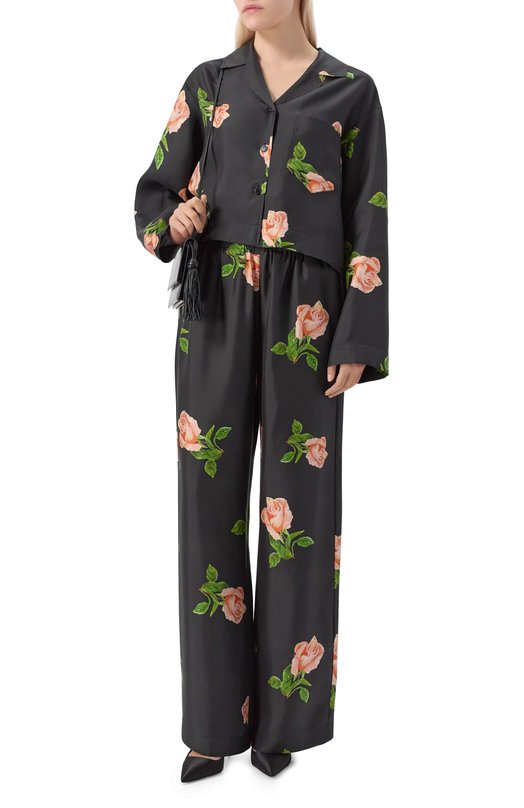 Шелковые брюки Nanushka ARVENN Чёрный  ARVENN Фото 2