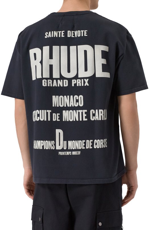 Хлопковая футболка Rhude RHSS25TT14012 Чёрный  RHSS25TT14012 Фото 4