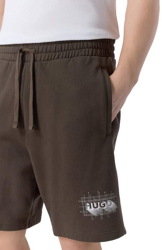 Хлопковые шорты HUGO Blue 50553499 Коричневый  50553499 Фото 5