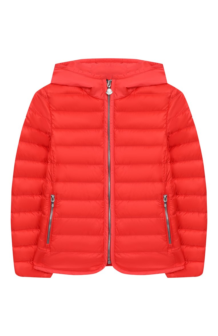 Детская куртка с капюшоном MONCLER ENFANT красного цвета, арт. E1-954-46305-99-C0009/8-10A | Фото 1 (Рукава: Длинные; Материал подклада: Синтетический материал; Статус проверки: Проверено, Проверена категория; Материал внешний: Синтетический материал; Кросс-КТ: Ветровка, Демисезон; Материал сплава: Проверено, Проставлено; Драгоценные камни: Проставлено)