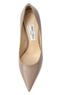 Женские кожаные туфли love 85 JIMMY CHOO темно-бежевого цвета, арт. L0VE 85/ZNU | Фото 6 (Драгоценные камни: Проставлено; Материал сплава: Проставлено; Подошва: Плоская; Материал внутренний: Натуральная кожа; Каблук высота: Высокий; Каблук тип: Шпилька; Материал внешний: Натуральная кожа)