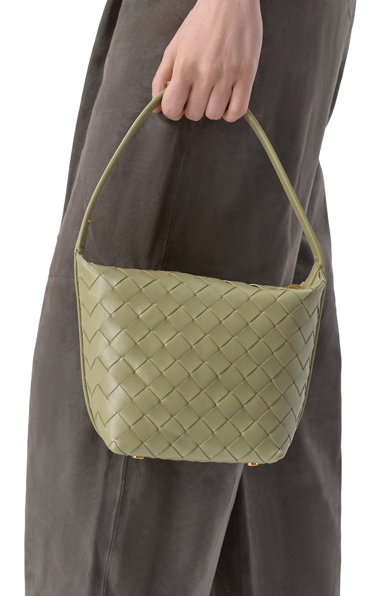 Женская сумка wallace BOTTEGA VENETA светло-зеленого цвета, арт. 776781/V3IV1 | Фото 2 (Размер: small; Материал: Натуральная кожа; Автоматизация состава: Проставлено; Автоматизация ТО: Проставлено)