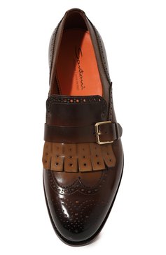 Мужские кожаные монки SANTONI коричневого цвета, арт. MCCG18694PC7HTU0M73 | Фото 6 (Мужское Кросс-КТ: Броги-обувь; Материал внутренний: Натуральная кожа; Материал сплава: Проставлено; Нос: Не проставлено; Стили: Классический)