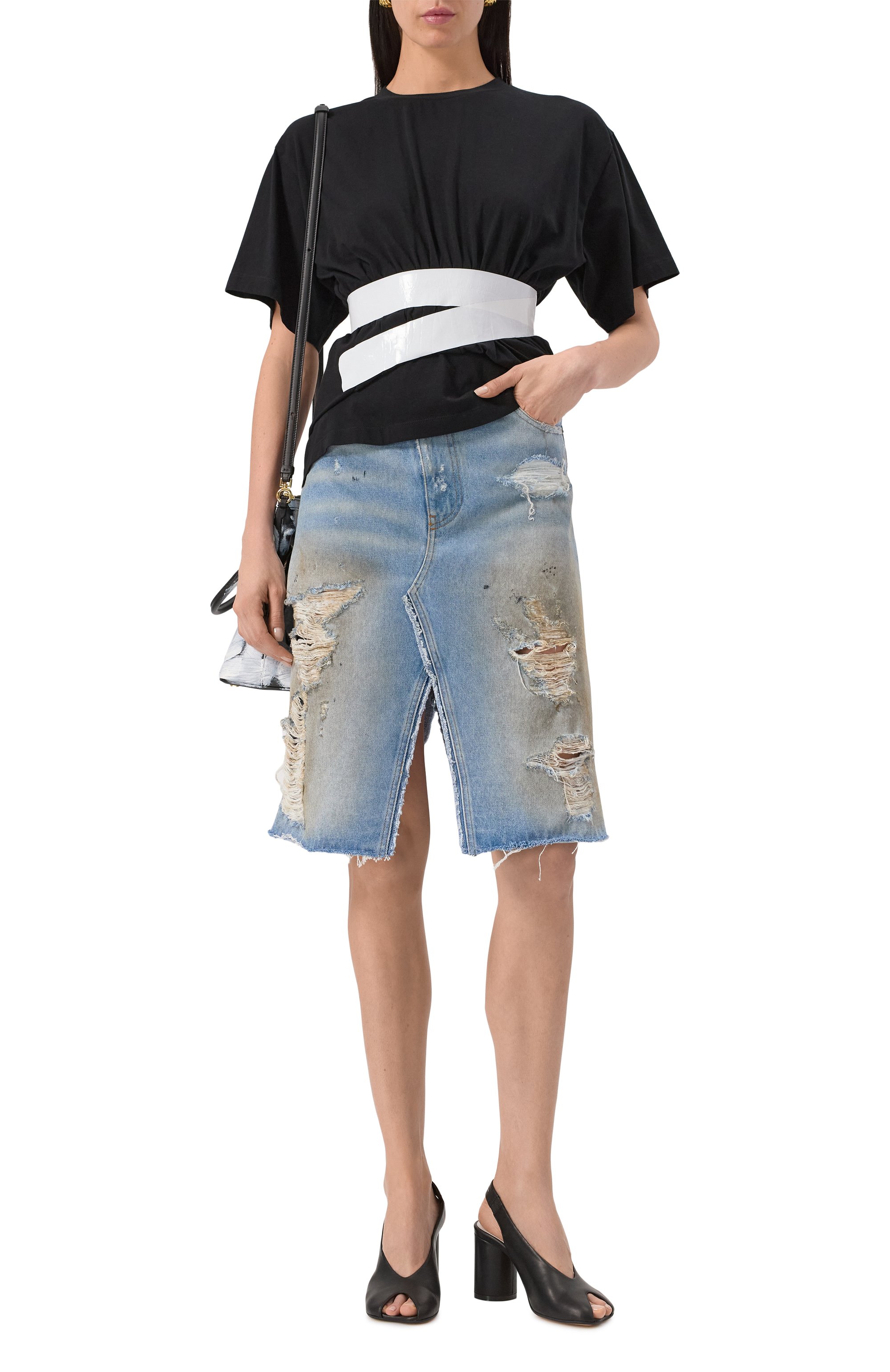 Хлопковая футболка MM6 черного цвета по цене 48450 руб., арт. S52GC0335/M20048, фото 2 Хлопковая футболка MM6, арт. S52GC0335/M20048, фото 2