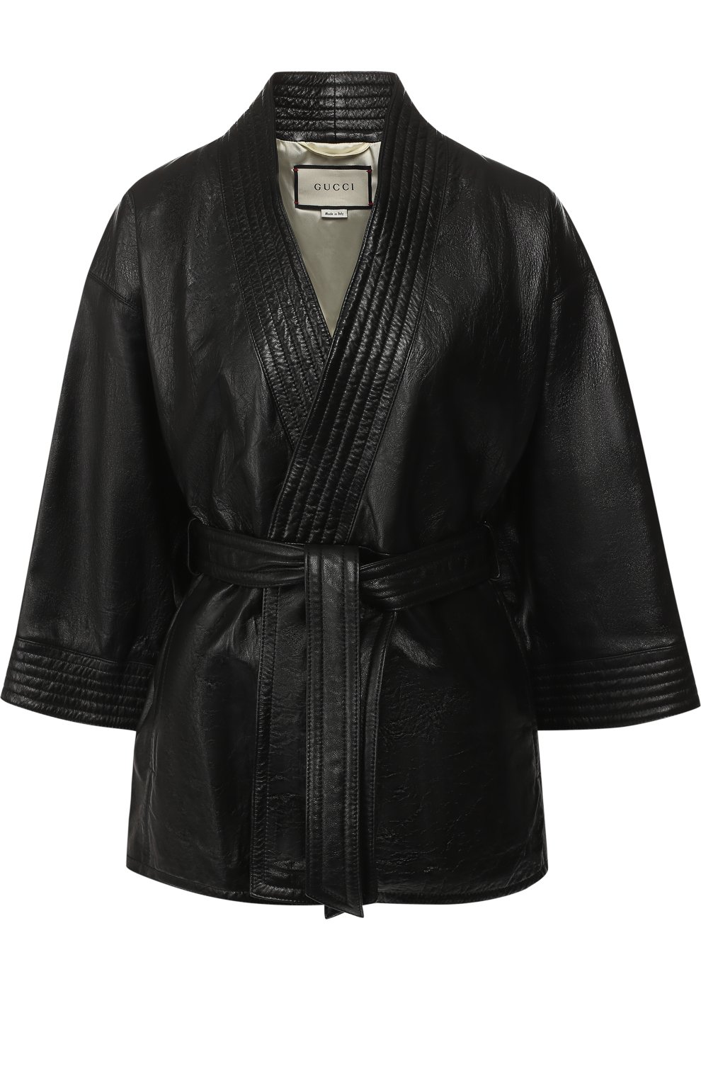 Кожаный жакет с поясом и логотипом бренда на спине GUCCI, арт. 526852/XG705, фото 1