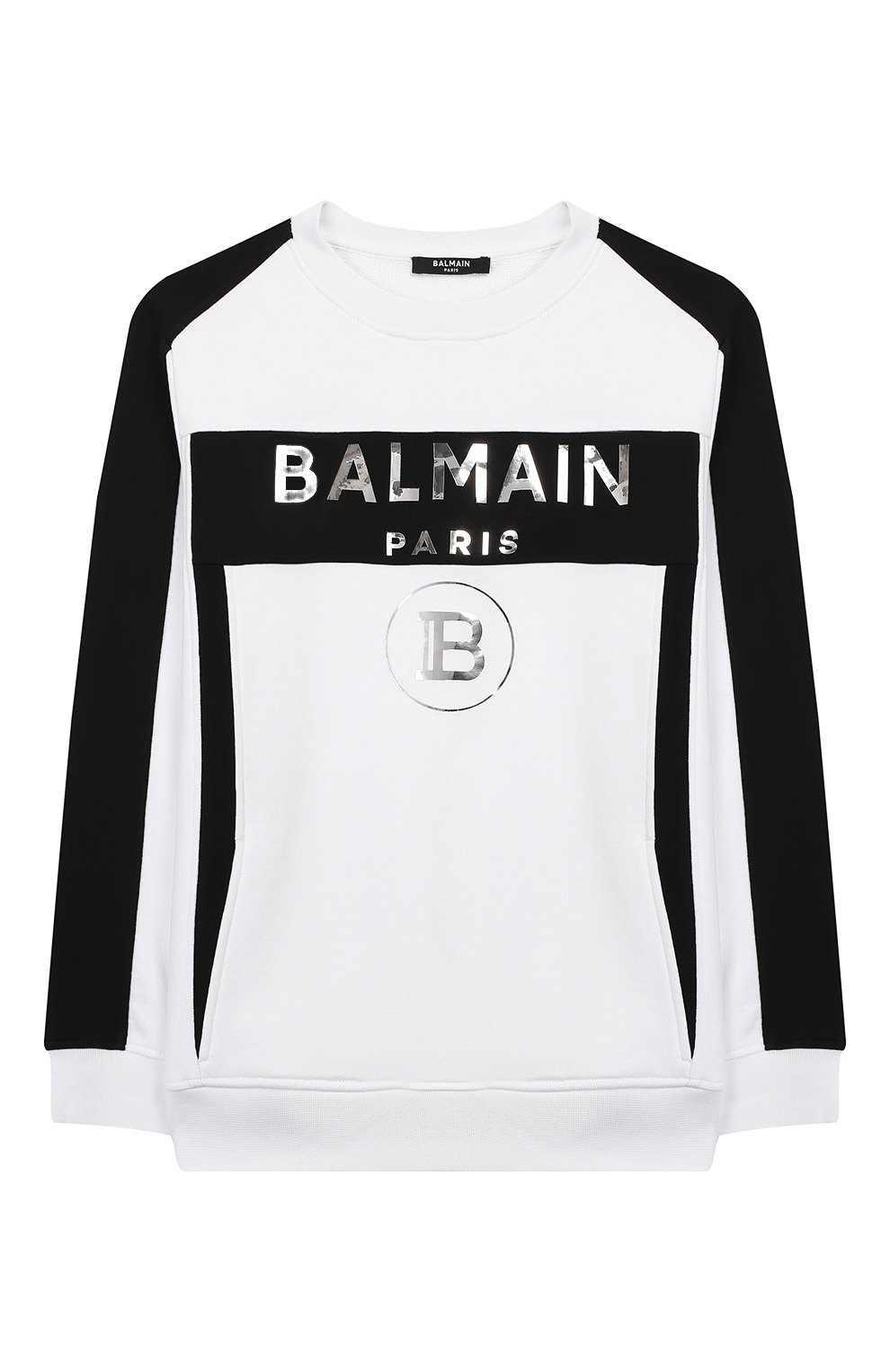 Хлопковый свитшот BALMAIN черно-белого цвета по цене 32300 руб., арт. 6M4530/MX120/12-16, фото 1 Хлопковый свитшот BALMAIN, арт. 6M4530/MX120/12-16, фото 1
