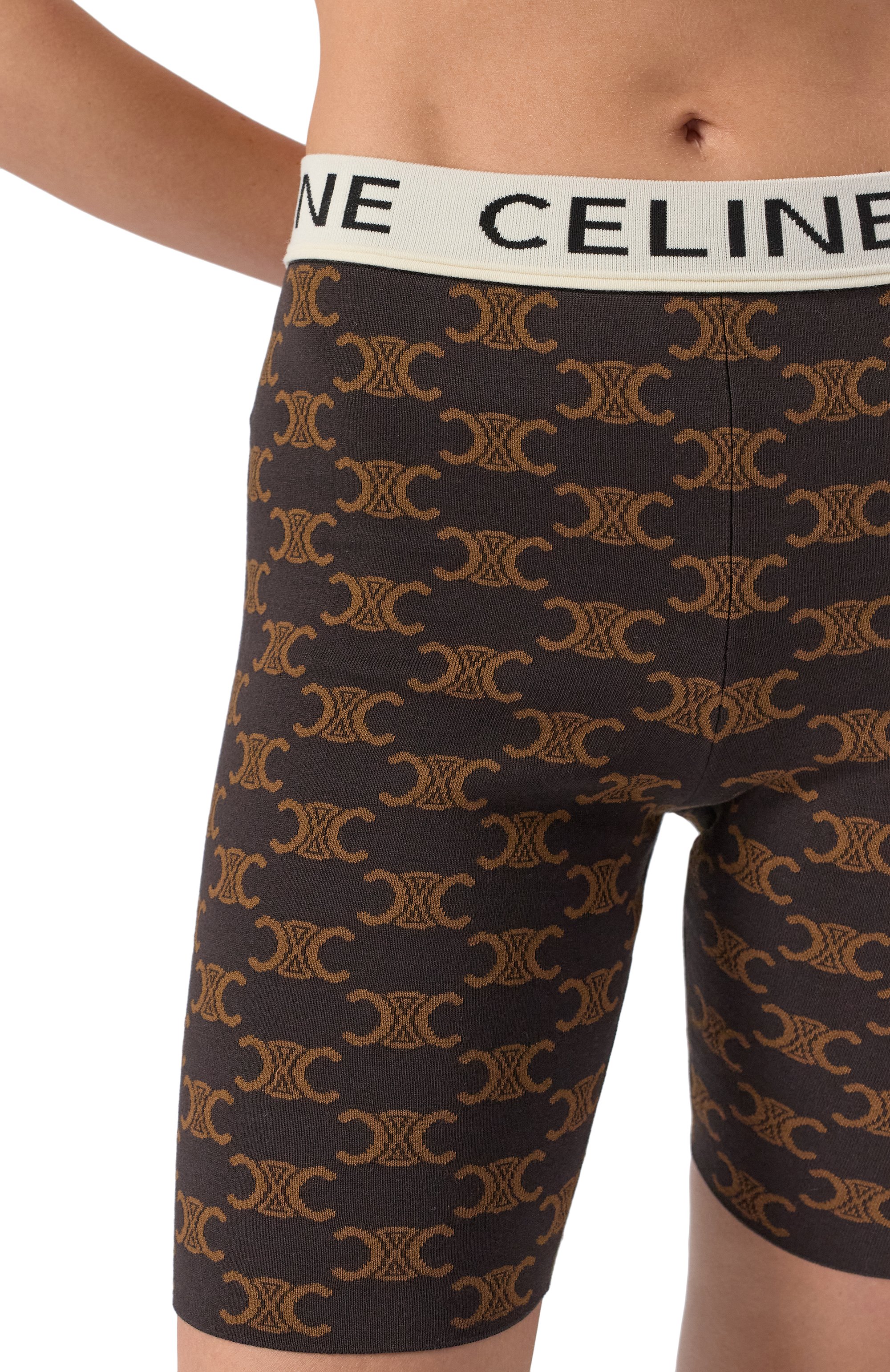 Шорты из шелка и хлопка CELINE коричневого цвета по цене 52750 руб., арт. 2AG01916T 19BR, фото 5 Шорты из шелка и хлопка CELINE, арт. 2AG01916T 19BR, фото 5
