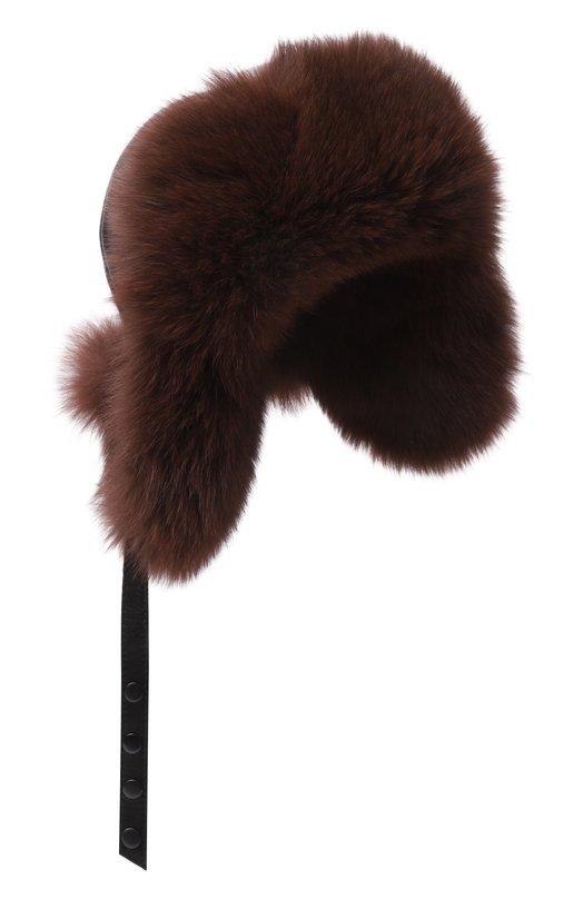 Кожаная шапка-ушанка Фиера с мехом песца FurLand 0135402810068600101 Коричневый 0135402810068600101