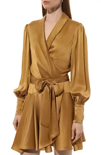 Атласное платье ZIMMERMANN золотого цвета по цене 106500 руб., арт. 8067DRS24, фото 3 Атласное платье ZIMMERMANN, арт. 8067DRS24, фото 3