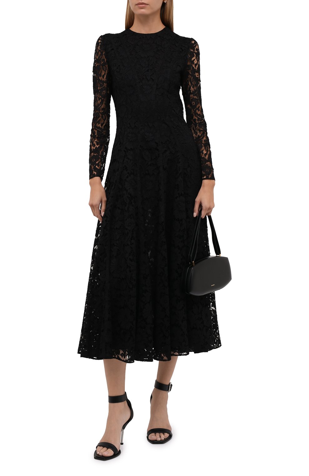 Платье из вискозы и хлопка VALENTINO черного цвета по цене 472500 руб., арт. WB3VAWM21EC, фото 2 Платье из вискозы и хлопка VALENTINO, арт. WB3VAWM21EC, фото 2