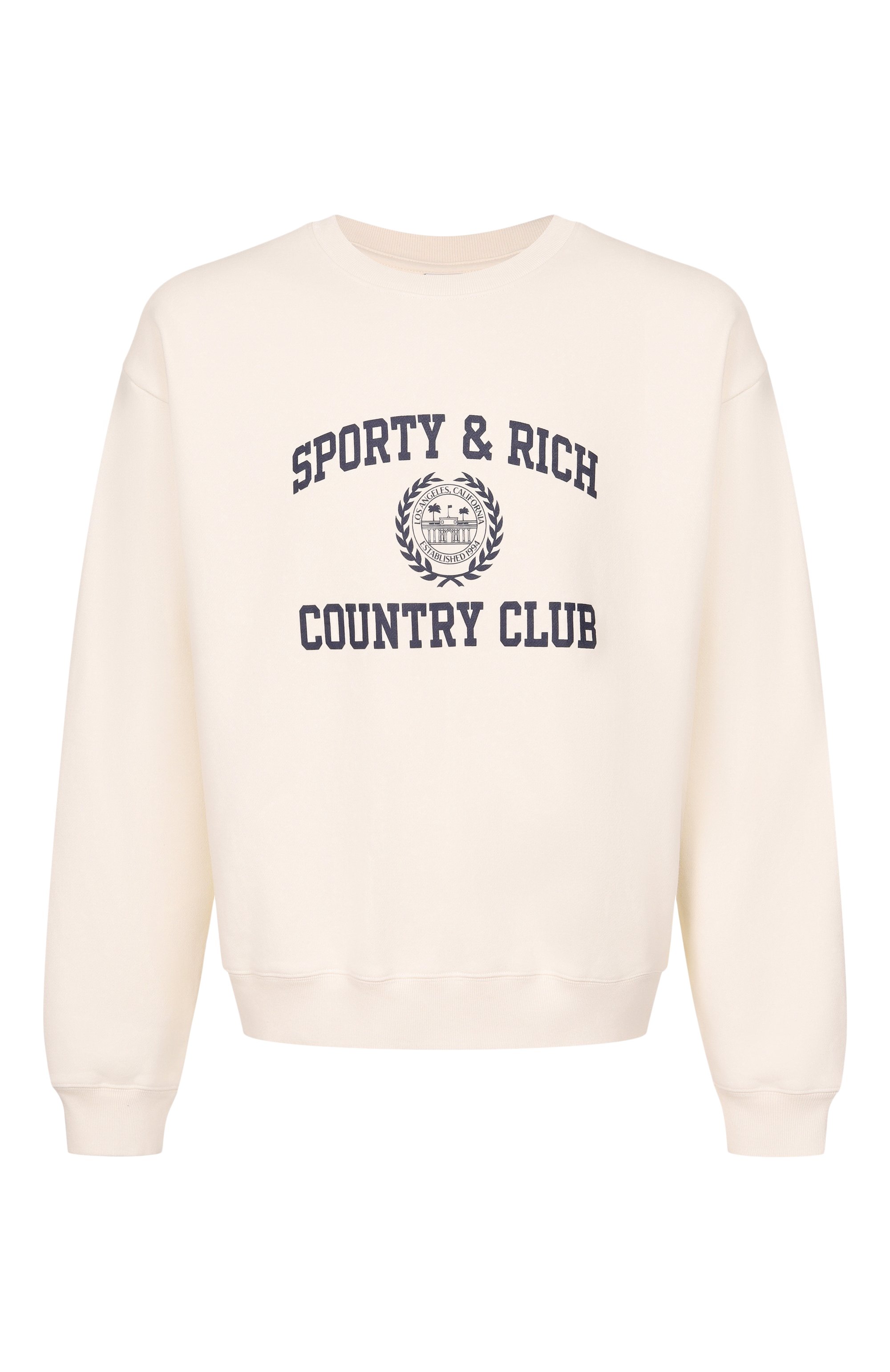 Хлопковый свитшот SPORTY AND RICH кремового цвета по цене 29300 руб., арт. ST09876218WH37, фото 1 Хлопковый свитшот SPORTY AND RICH, арт. ST09876218WH37, фото 1