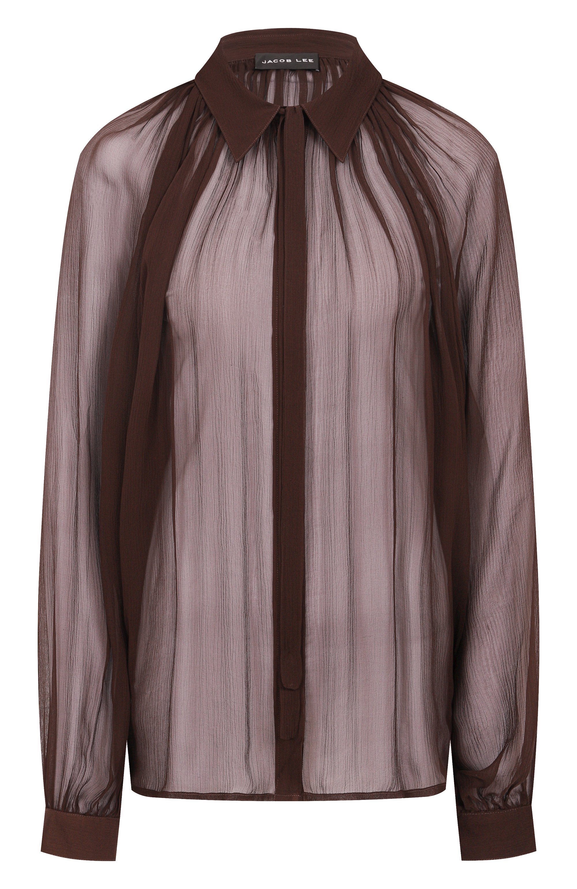 Шелковая блузка JACOB LEE коричневого цвета по цене 99500 руб., арт. WSB2015AW25BW, фото 1 Шелковая блузка JACOB LEE, арт. WSB2015AW25BW, фото 1