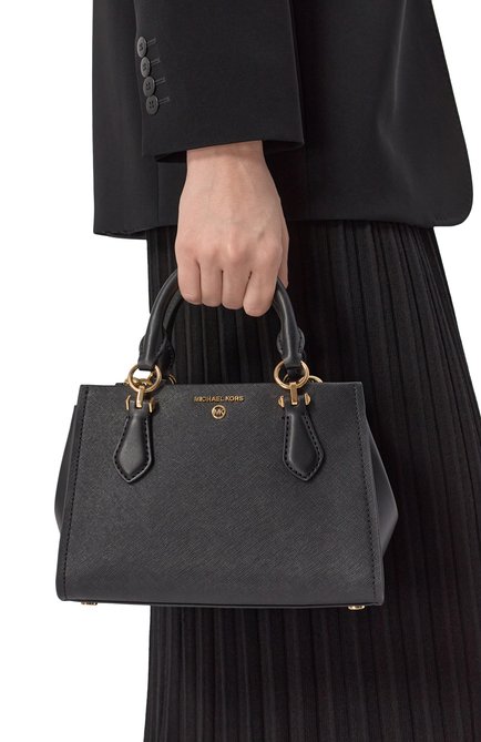 Женская сумка marilyn small MICHAEL MICHAEL KORS черного цвета, арт. 32S2G6AC1L | Фото 2 (Ремень/цепочка: На ремешке; Материал сплава: Проставлено; Размер: small; Материал: Натуральная кожа; Драгоценные камни: Проставлено)