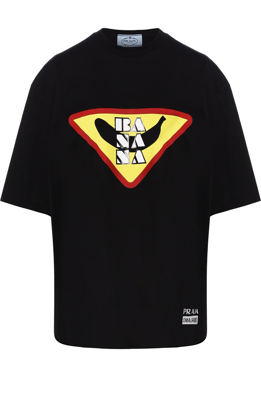 Хлопковая футболка с круглым вырезом и принтом PRADA, арт. 35976-1SEX-F0002, фото 1