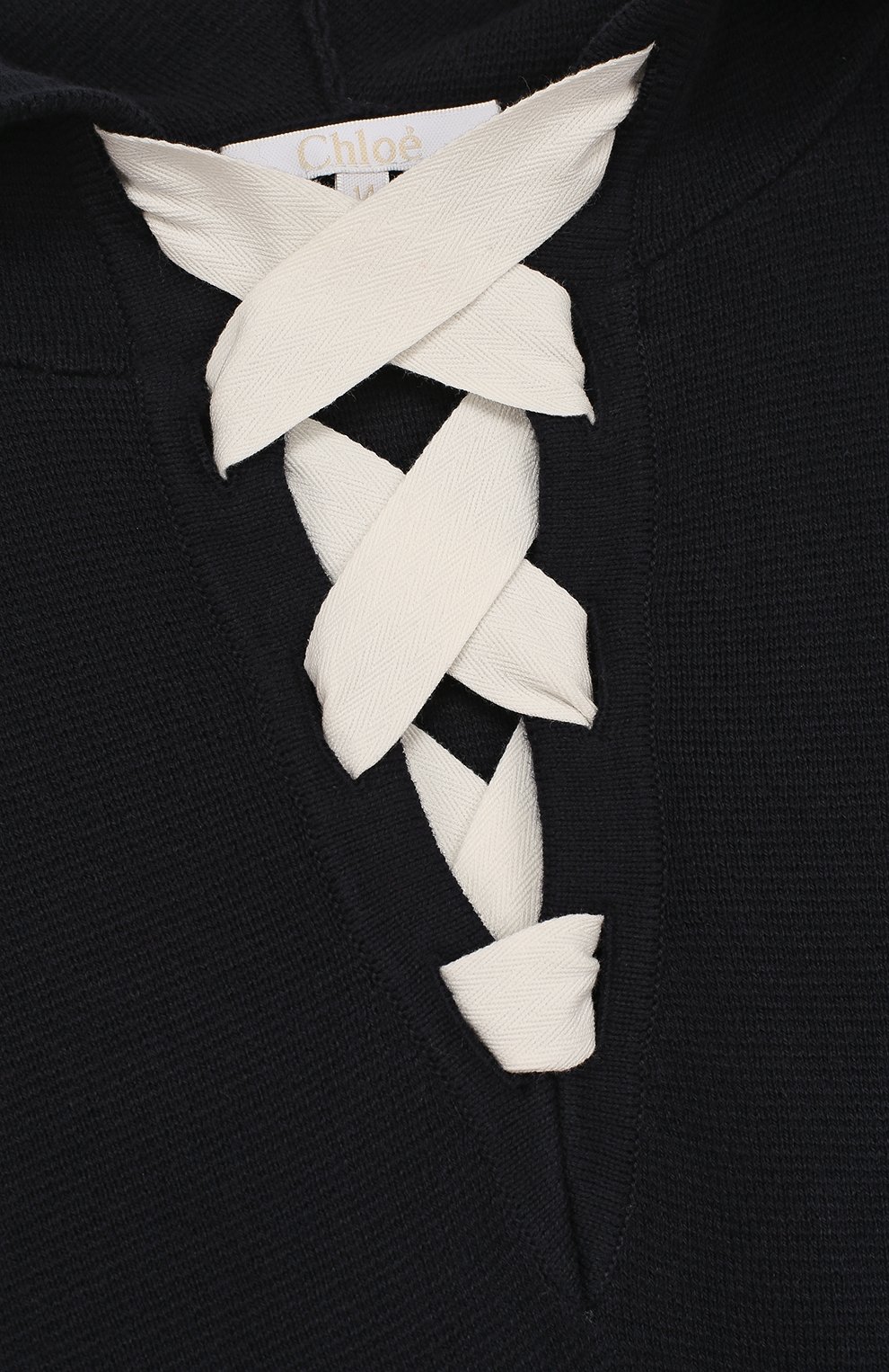 Хлопковое пончо с капюшоном CHLOÉ синего цвета по цене 20500 руб., арт. C16316/14A, фото 3 Хлопковое пончо с капюшоном CHLOÉ, арт. C16316/14A, фото 3