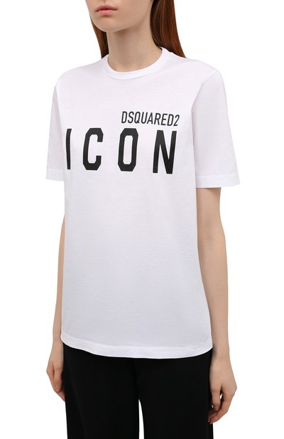Хлопковая футболка DSQUARED2 белого цвета по цене 19250 руб., арт. S80GC0001/S23009, фото 3 Хлопковая футболка DSQUARED2, арт. S80GC0001/S23009, фото 3