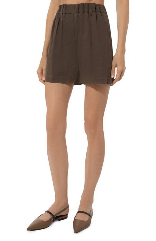 Хлопковые шорты Brunello Cucinelli MH911B1316 Коричневый  MH911B1316 Фото 3