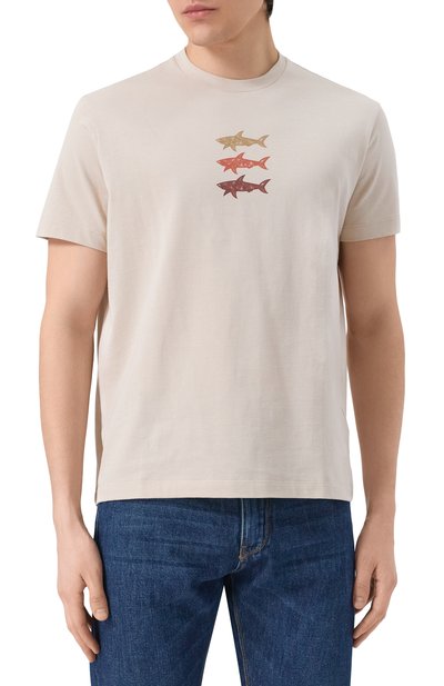 Хлопковая футболка PAUL&SHARK светло-бежевого цвета по цене 27300 руб., арт. 25411005, фото 3 Хлопковая футболка PAUL&SHARK, арт. 25411005, фото 3