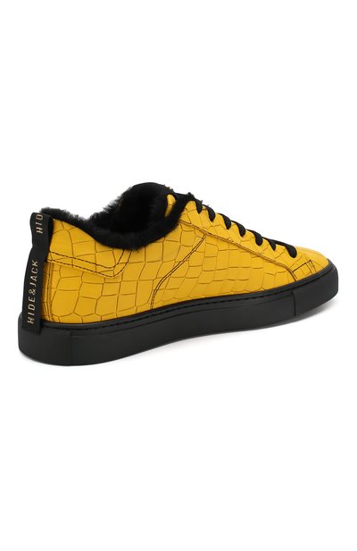 Кожаные кеды HIDE AND JACK желтого цвета по цене 32650 руб., арт. G0MLYLWBLK-MTB, фото 4 Кожаные кеды HIDE AND JACK, арт. G0MLYLWBLK-MTB, фото 4