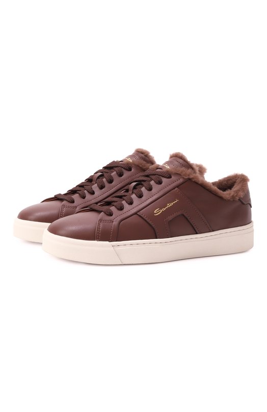 Кожаные кеды Santoni WBGG61419PNNPXWL Коричневый WBGG61419PNNPXWL