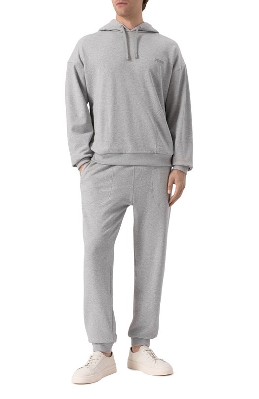 Хлопковое худи Zegna N6MH0/194 Серый  N6MH0/194 Фото 2