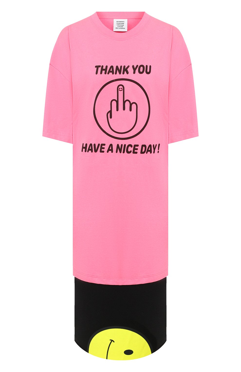 Платье VETEMENTS розового цвета по цене 65750 руб., арт. SS20TR216 1610/W/FLU0 PINK/ BLACK, фото 1 Платье VETEMENTS, арт. SS20TR216 1610/W/FLU0 PINK/ BLACK, фото 1
