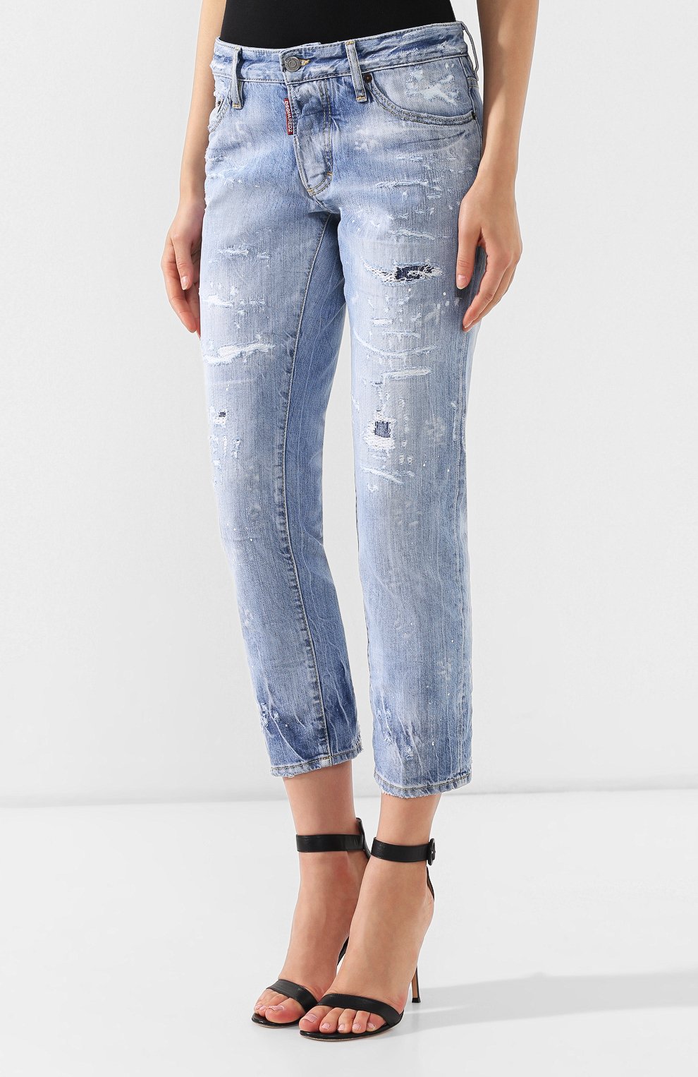 Джинсы с потертостями DSQUARED2 голубого цвета по цене 46950 руб., арт. S72LB0177/S30309, фото 3 Джинсы с потертостями DSQUARED2, арт. S72LB0177/S30309, фото 3
