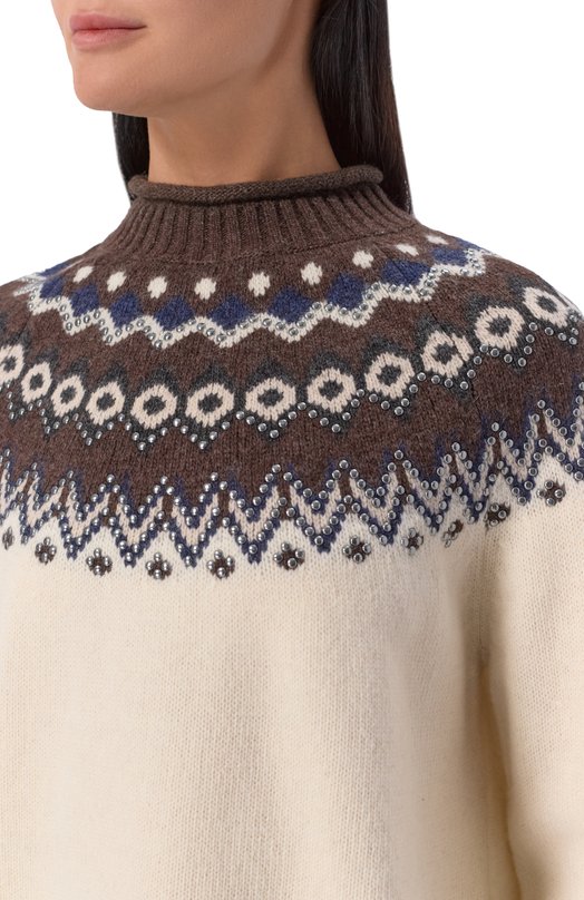 Шерстяной свитер The Kooples FPUL31014K Кремовый  FPUL31014K Фото 5