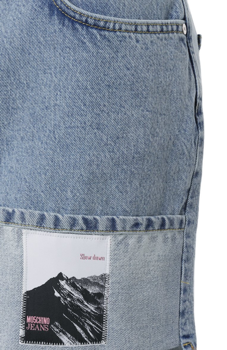 Женская джинсовая юбка M05CH1NO JEANS голубого цвета, арт. A0112/3217 | Фото 6 (Длина Ж (юбки, платья, шорты): Мини; Материал внешний: Деним, Хлопок; Кросс-КТ: Деним; Стили: Гранж)