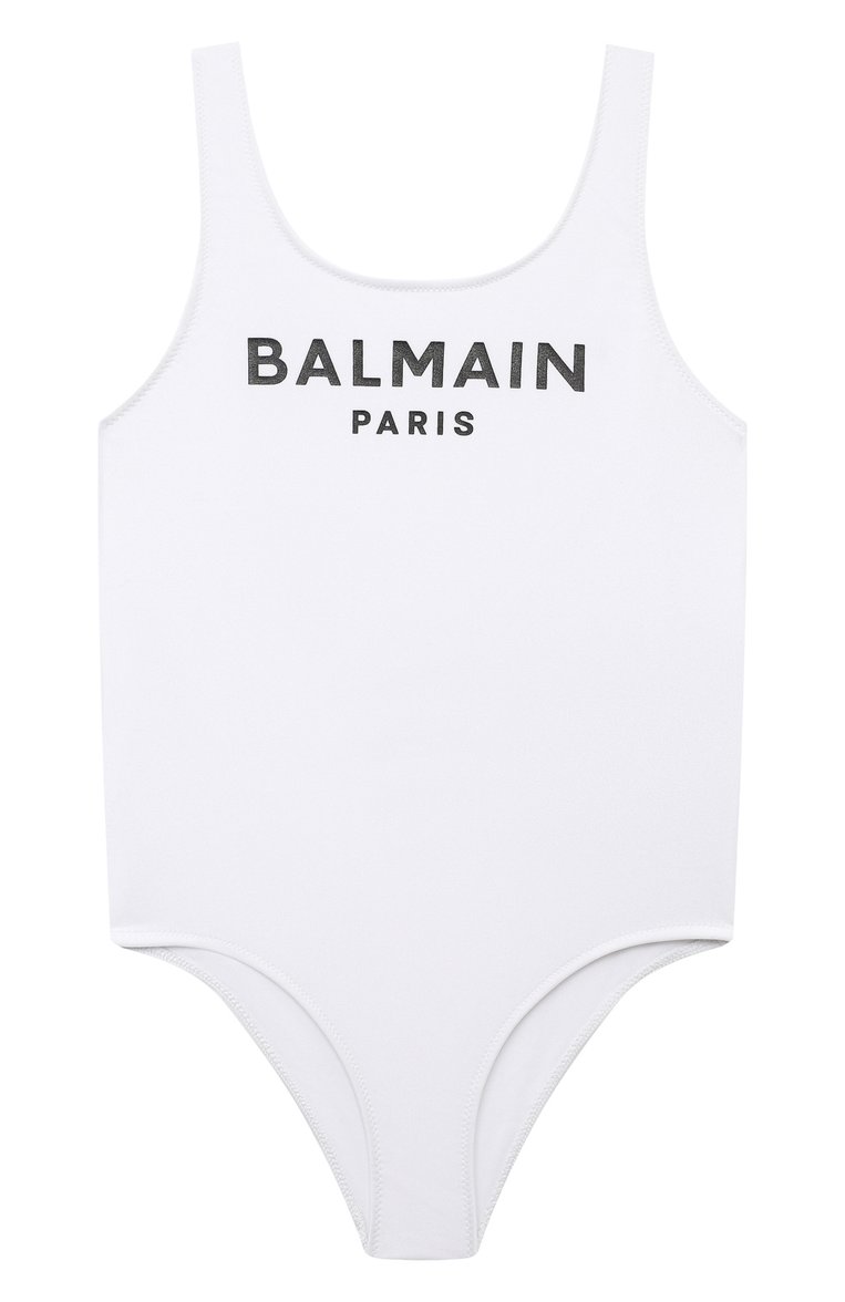 Детского слитный купальник BALMAIN белого цвета, арт. BUCA9D | Фото 1 (Материал внешний: Синтетический материал; Нос: Не проставлено; Материал подклада: Синтетический материал; Материал сплава: Проставлено; Девочки Кросс-КТ: Купальники-пляж; Принт: Без принта; Ростовка одежда: 8 лет | 128 см, 16 лет | 164 см, 12 лет | 152 см, 13 - 15 лет | 158 см, 10 - 11 лет | 140 - 146см)