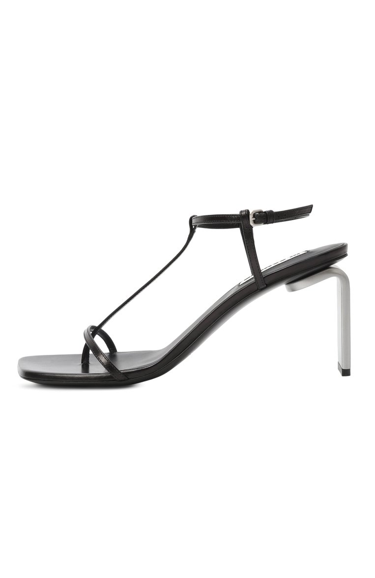Женские кожаные босоножки JIL SANDER черного цвета, арт. J15WP0158-P4864 | Фото 4 (Каблук высота: Высокий; Материал внешний: Натуральная кожа; Материал внутренний: Натуральная кожа; Подошва: Плоская; Каблук тип: Фигурный; Автоматизация состава: Проставлено; Автоматизация ТО: Проставлено)
