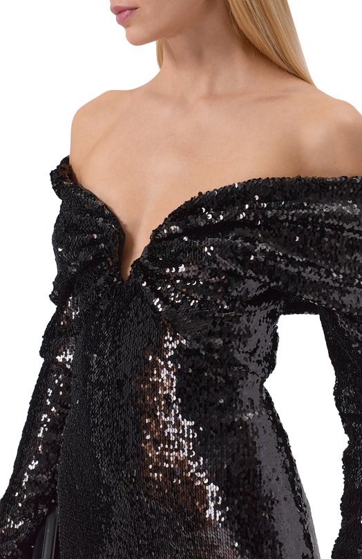 Платье с отделкой пайетками Zuhair Murad FDR25352/EMSE012 Чёрный  FDR25352/EMSE012 Фото 4