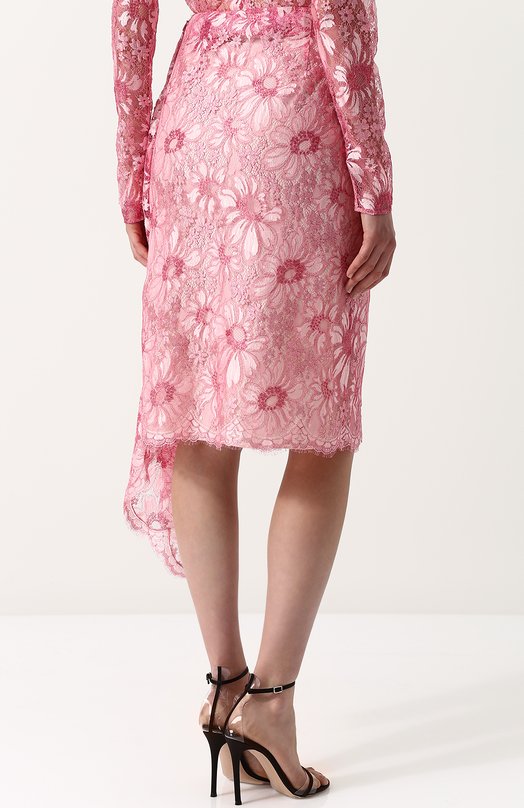 Кружевная юбка-миди асимметричного кроя CALVIN KLEIN 205W39NYC Розовый, фото 4