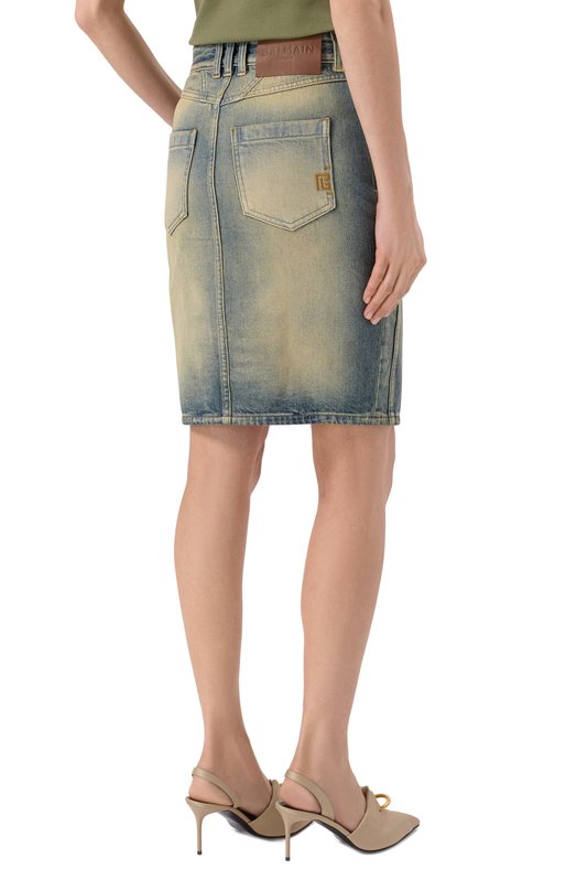 Джинсовая юбка Balmain GF0LC300/DG21 Голубой  GF0LC300/DG21 Фото 4
