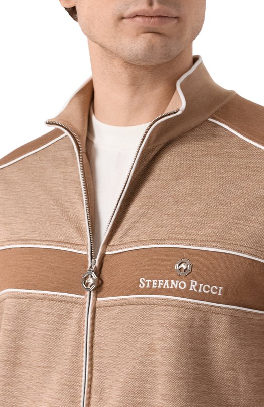 Толстовка из шелка и льна Stefano Ricci K919052R31/T26103 Бежевый  K919052R31/T26103 Фото 5