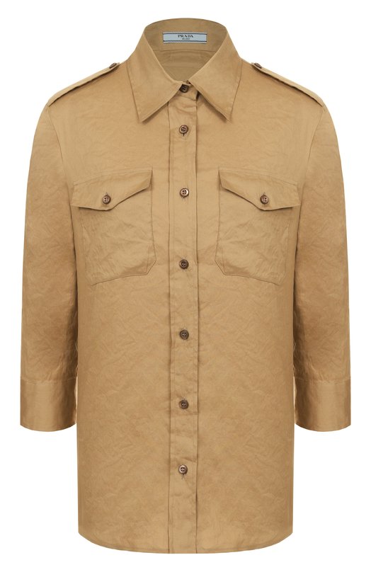 Хлопковая рубашка Prada P492G/14NH Хаки P492G/14NH