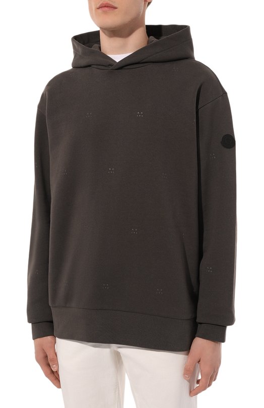 Хлопковое худи Moncler 8G000-30-809KX Серый  8G000-30-809KX Фото 3