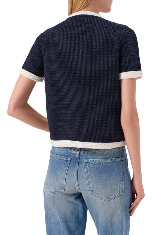 Хлопковый кардиган Gucci 819373/XKE0T Синий  819373/XKE0T Фото 4