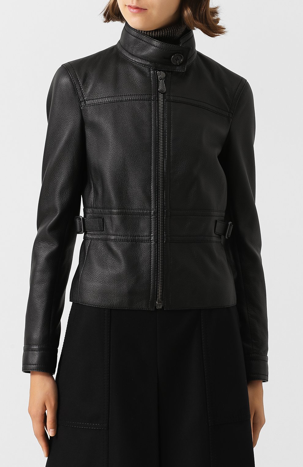 Приталенная кожаная куртка с воротником-стойкой BOTTEGA VENETA, арт. 472169/V0K90, фото 3