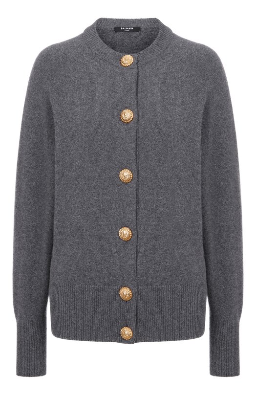 Кардиган из кашемира и шерсти Balmain GF1KL270/KI87 Серый GF1KL270/KI87