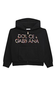 Детский хлопковая толстовка DOLCE & GABBANA черного цвета, арт. L5JW9M/G7KC1/2-6 | Фото 1 (Рукава: Длинные; Материал сплава: Проставлено; Материал внешний: Хлопок; Драгоценные камни: Проставлено)