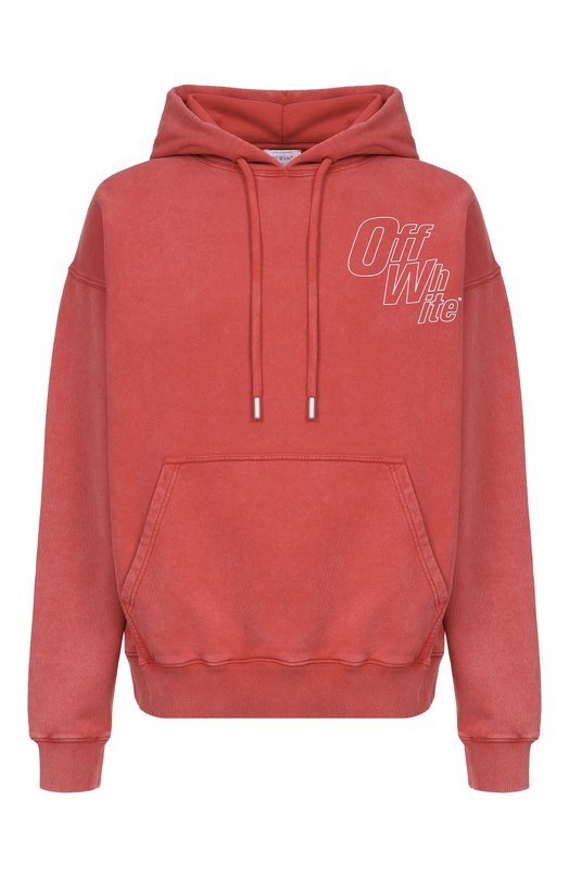 Хлопковое худи Off-White 0MBB085F25FLE00K Красный 0MBB085F25FLE00K